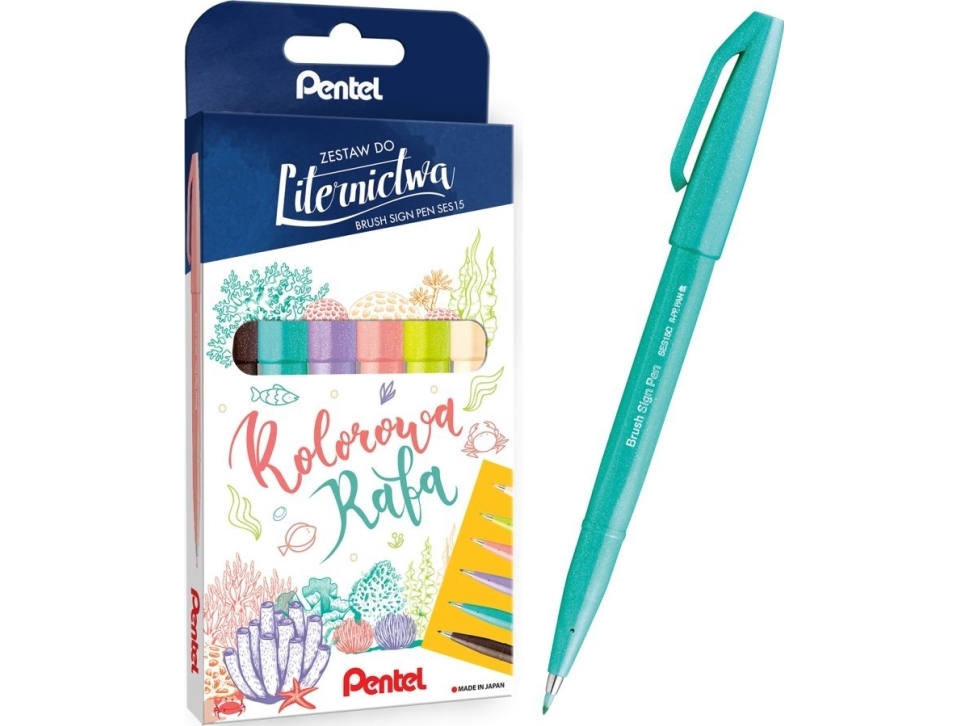Pentel Pinsel Zeichenstift 6 Farben Farbe Riff Pentel