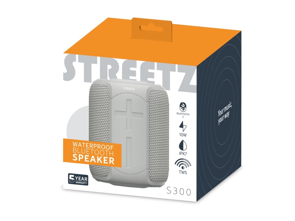 Streetz Cm766 - Højttaler - Til Transportabel Brug - Trådløs - Bluetooth - 10 Watt - Grå