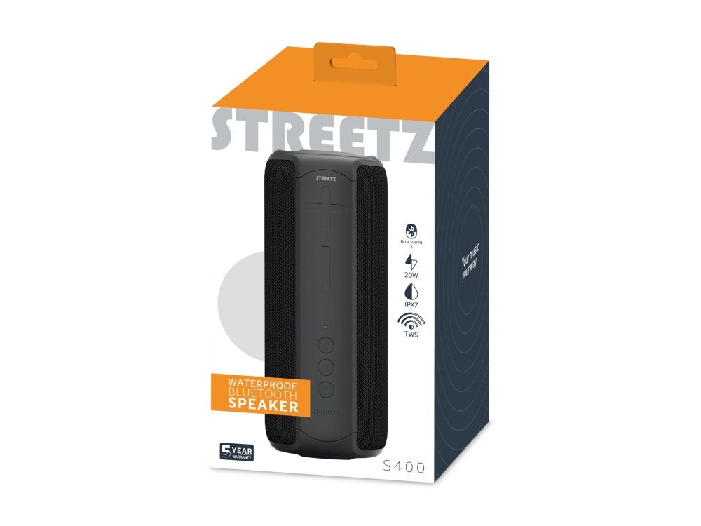Streetz Cm767 - Højttaler - Til Transportabel Brug - Trådløs - Bluetooth - 20 Watt - Sort