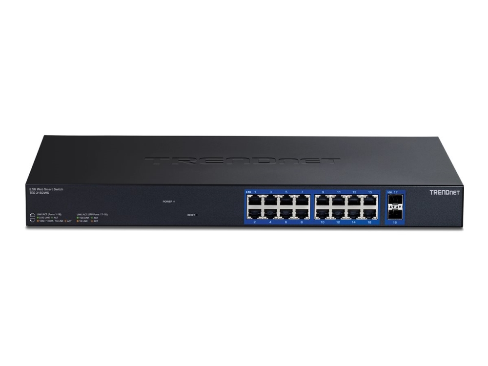 Trendnet 18-Port Multi-Gig Web Smart - Switch, Managed, 2.5G Ethernet (100/1000/2500), Vollduplex, Rack-Einbau, 1U