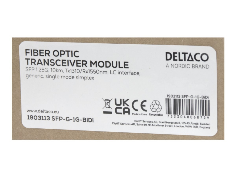 Deltaco Sfp-G-1G-Bidi, Faseroptik, 1250 Mbit/S, Sfp, Lc, 10000 M, 1310 Nm