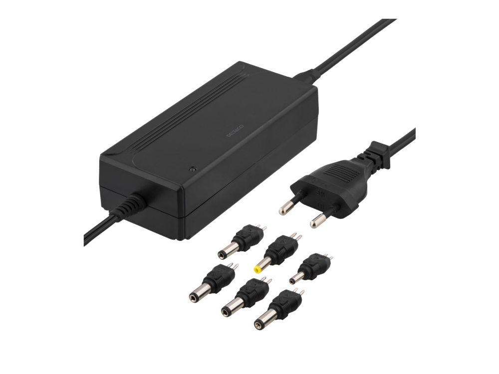 Deltaco - Strømforsyningsadapter - 5-15V Dc, 3A, 6 Tips - Ac 100-240 V - 36 Watt - Sort