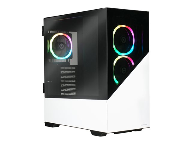 Enermax ENERMAXK8 - Tower - ATX - sidepanel med vindue (hærdet glas) - ingen strømforsyning (ATX) - snehvid, sort - USB/Lyd