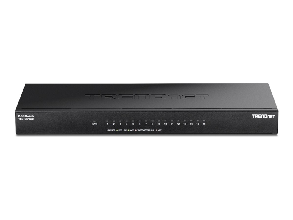 Trendnet Teg-S3160, Unmanaged, 2.5G Ethernet (100/1000/2500), Vollduplex, Rack-Einbau, Desktop, Wandmontage