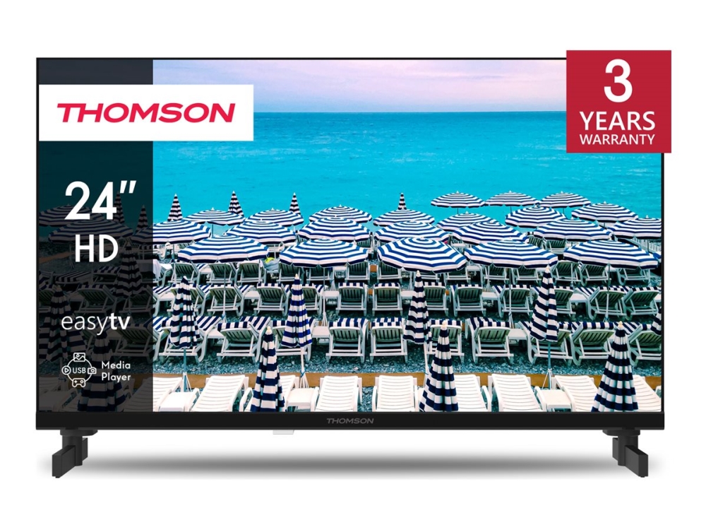 Thomson 24HD2S13, 61 cm (24), 1366 x 768 piksler, HD, DLED, DVB-CI+, DVB-S, DVB-S2, DVB-T, DVB-T2, svart