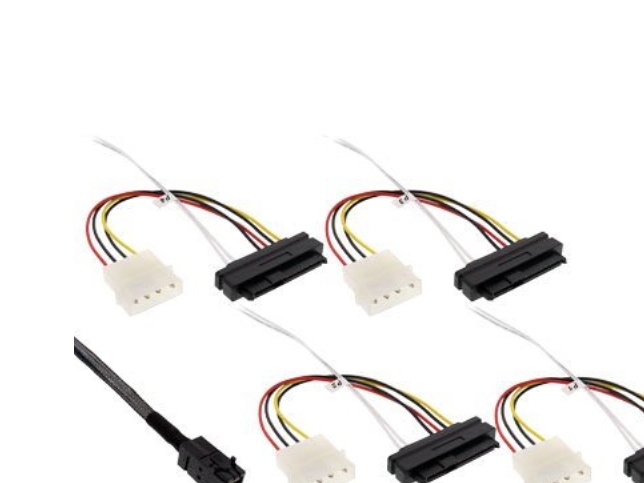 Inline 27632B, 1 M, Sff-8482, 4 X Sff-8482&Power, Hanstik, Sort, 92 G