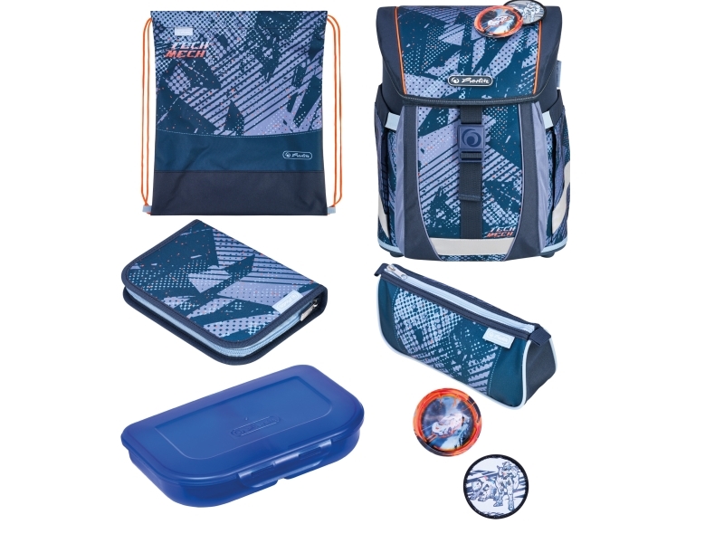 Herlitz Filoactive Xl Plus Techmech Madpakke Penalhus Pencil Pouch Skoletaske Sportstaske Dreng Grad & Grundskole Rygsæk 21 L Frontlomme S