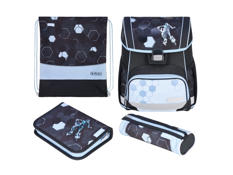 Herlitz Loop Plus Cyber Soccer, Penalhus, Pencil Pouch, Skoletaske, Sportstaske, Dreng, Grad & Grundskole, Rygsæk, 17 L, Frontlomme, Sidelomme