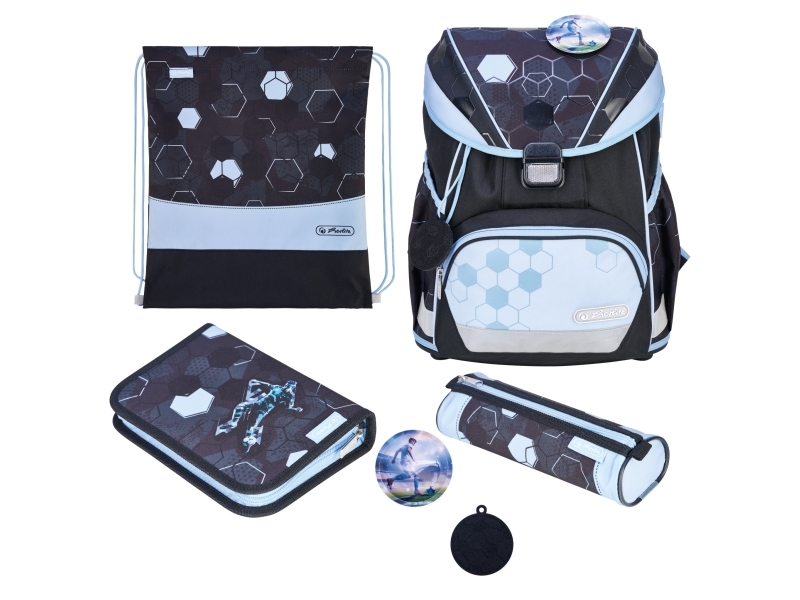 Herlitz Ultralight Xl Plus Cyber Soccer, Penalhus, Pencil Pouch, Skoletaske, Sportstaske, Dreng, Grad & Grundskole, Rygsæk, 22 L, Frontlomme, Sidelom