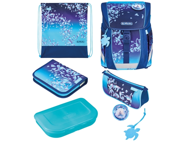 Herlitz Filoactive Xl Plus Blue Ice Madpakke Penalhus Pencil Pouch Skoletaske Sportstaske Pige Grad & Grundskole Rygsæk 21 L Frontlomme Si