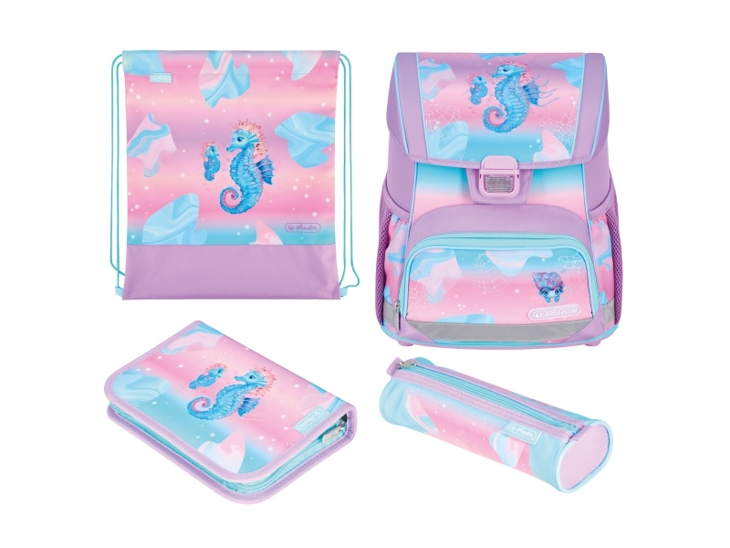 Herlitz Loop Plus Ocean Lights, Penalhus, Pencil Pouch, Skoletaske, Sportstaske, Pige, Grad & Grundskole, Rygsæk, 17 L, Frontlomme, Sidelomme