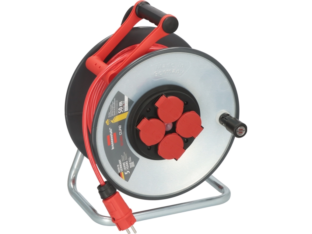 Brennenstuhl Sc 5110, Schwarz, Rot, Silber, Stahl, 4 Ac-Buchse(N), Typ F, Typ F, Gerade