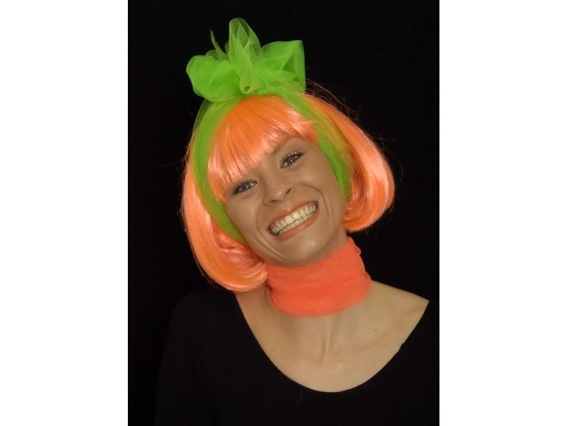 Foxy Neon Orange Seite Perücke
