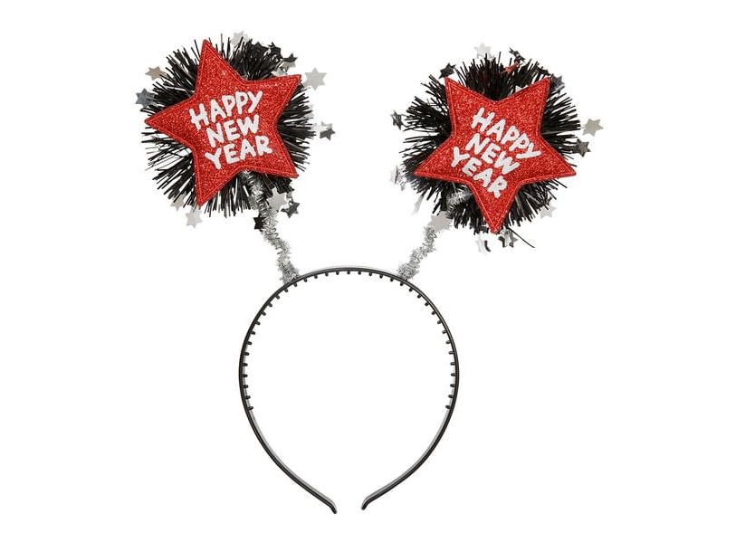 Rotes Happy New Year-Stirnband