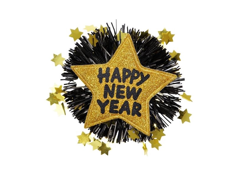 Guld Happy New Year Broche