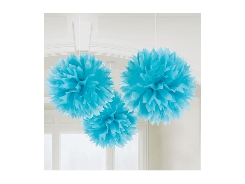 Hellblaue Papierpompons