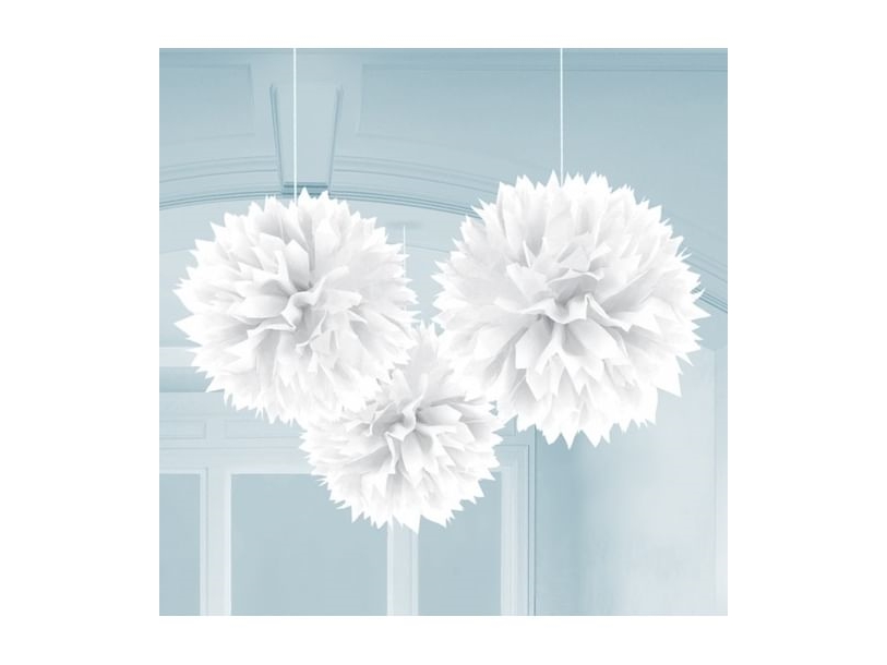 Hvide papir pomponer