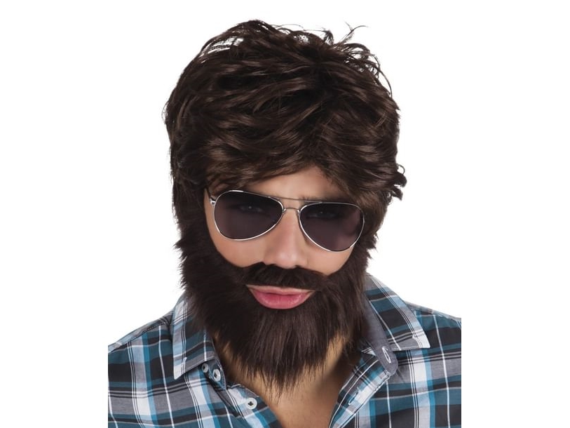 Brun peruk med skägg | Leksaker - Rollek - Kostym tillbehör | GameStuff