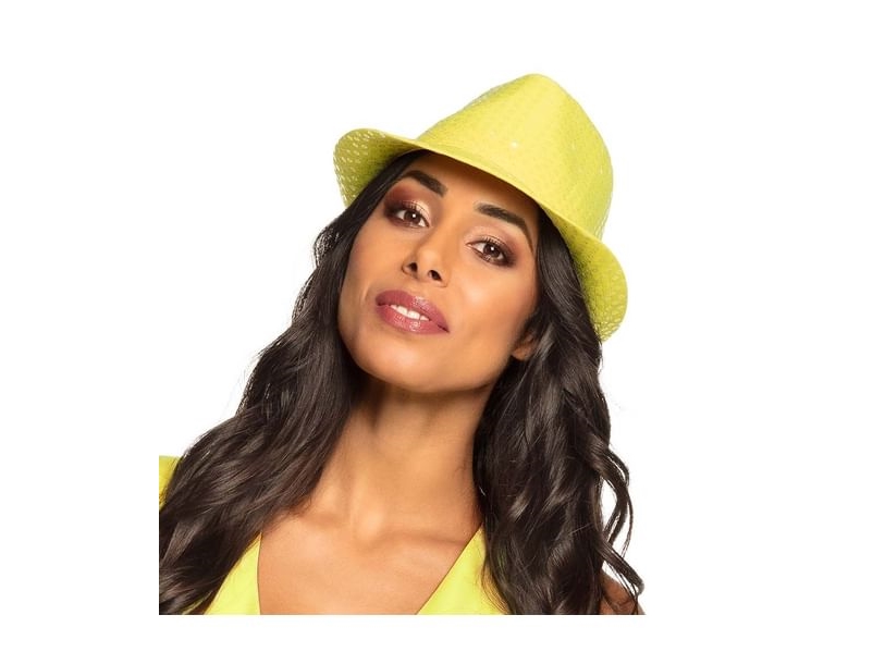 Neon Gul Paillet Hat