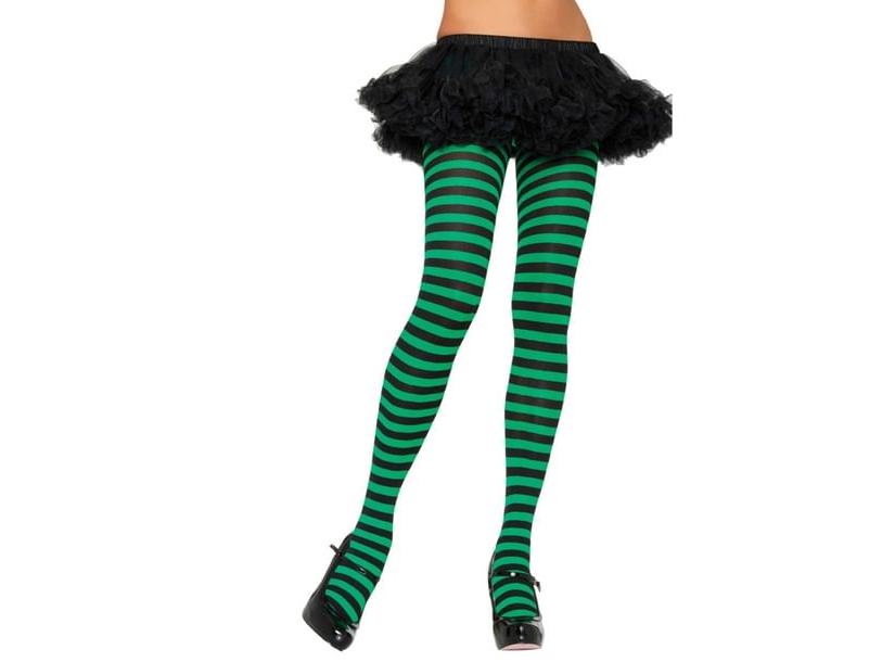 Sort og grøn stribede strømpebukser