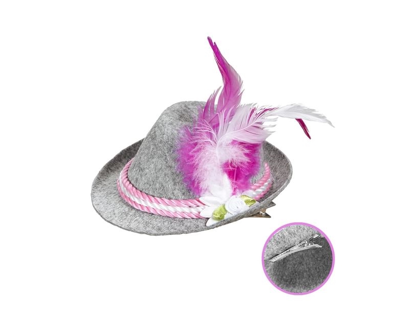 Mini-Tirolerhut Mit Rosa Federn