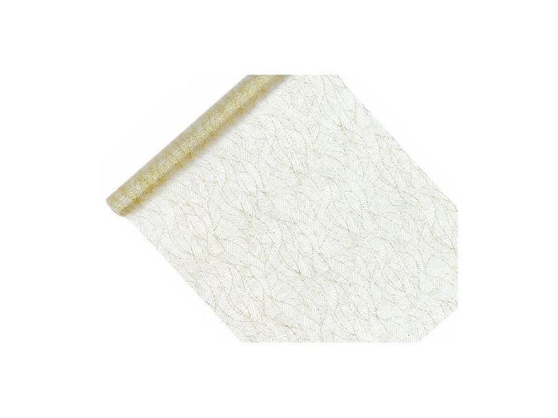 Weißer Organza Mit Goldenem Muster