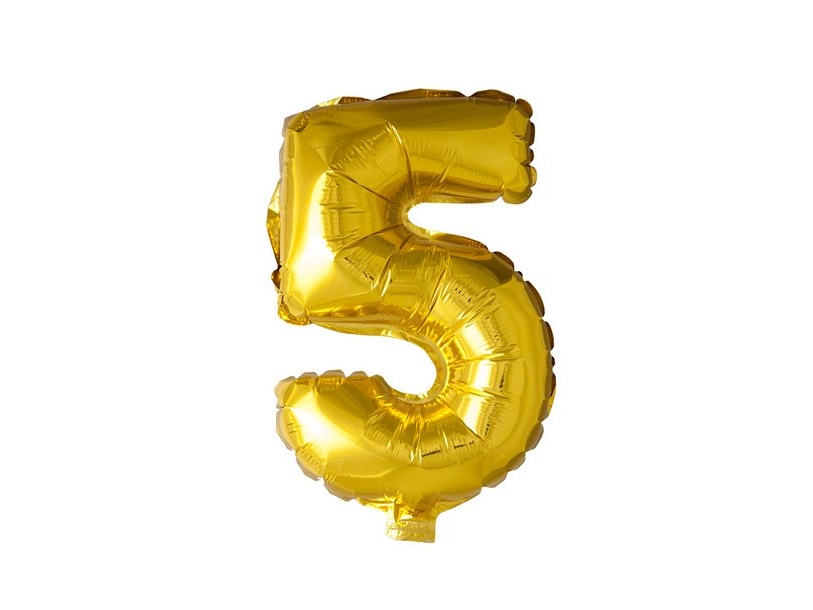 Foliennummer Ballon 5 Gold, 102 Cm