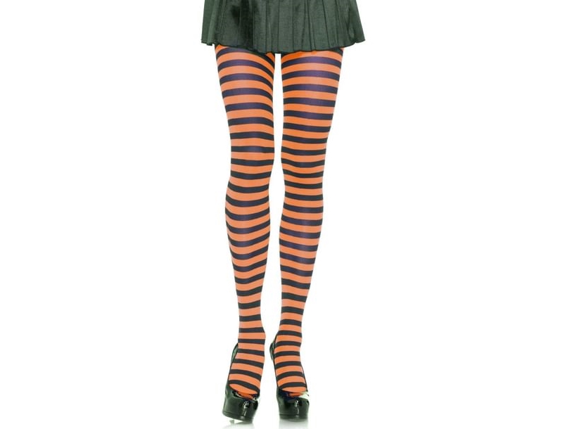 Schwarze Und Orange Gestreifte Strumpfhose