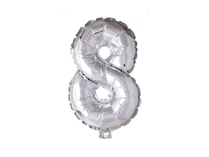 Foliennummer Ballon 8 Silber, 41 Cm