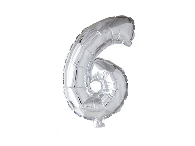 Foliennummer Ballon 6 Silber, 41 Cm