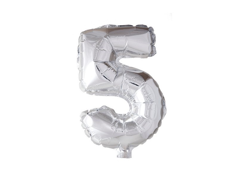Foliennummer Ballon 5 Silber, 41 Cm