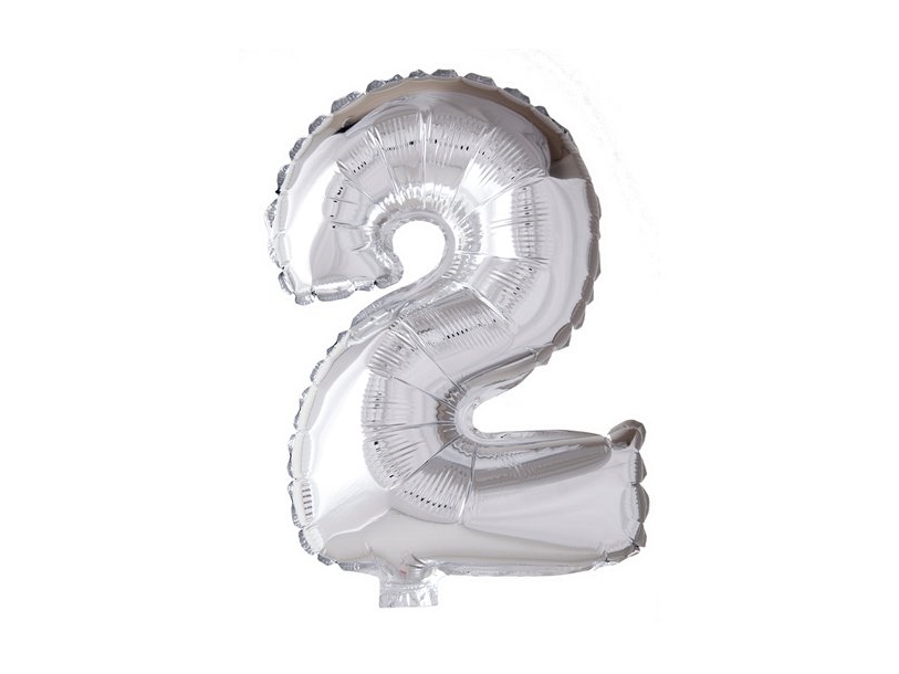 Foliennummer Ballon 2 Silber, 41 Cm