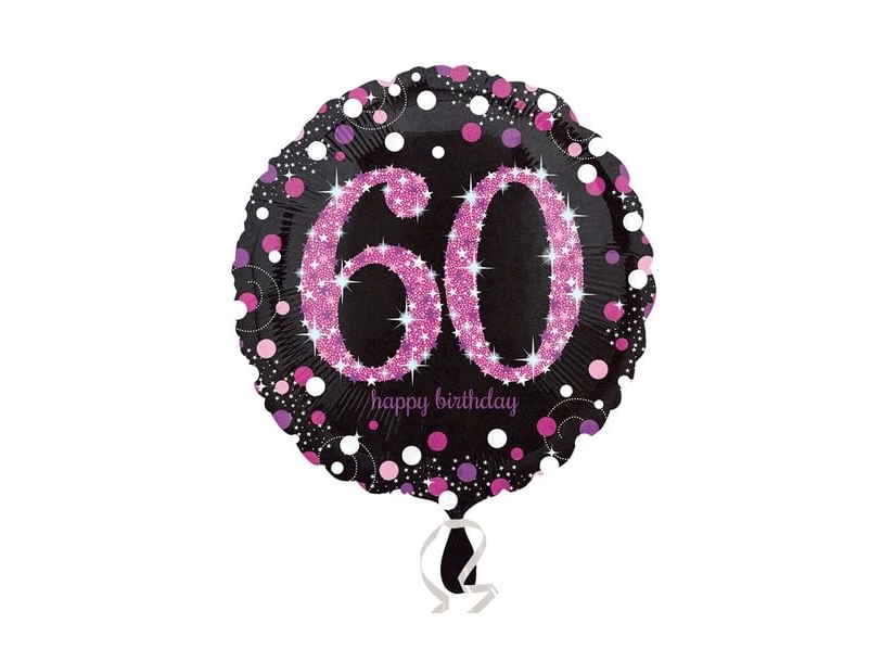 Folienballon 60 Jahre Pink Sparkling