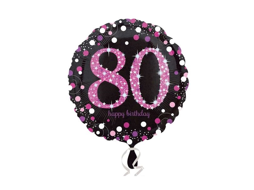 Folienballon 80 Jahre Pink Sparkling