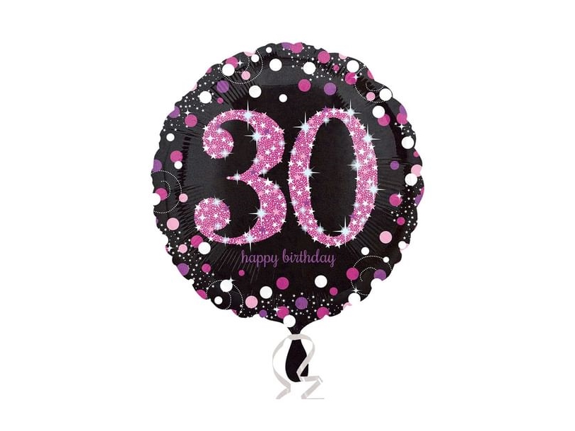Folieballon 30 År Pink Sparkling