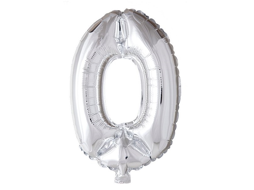 Foliennummer Ballon 0 Silber, 41 Cm
