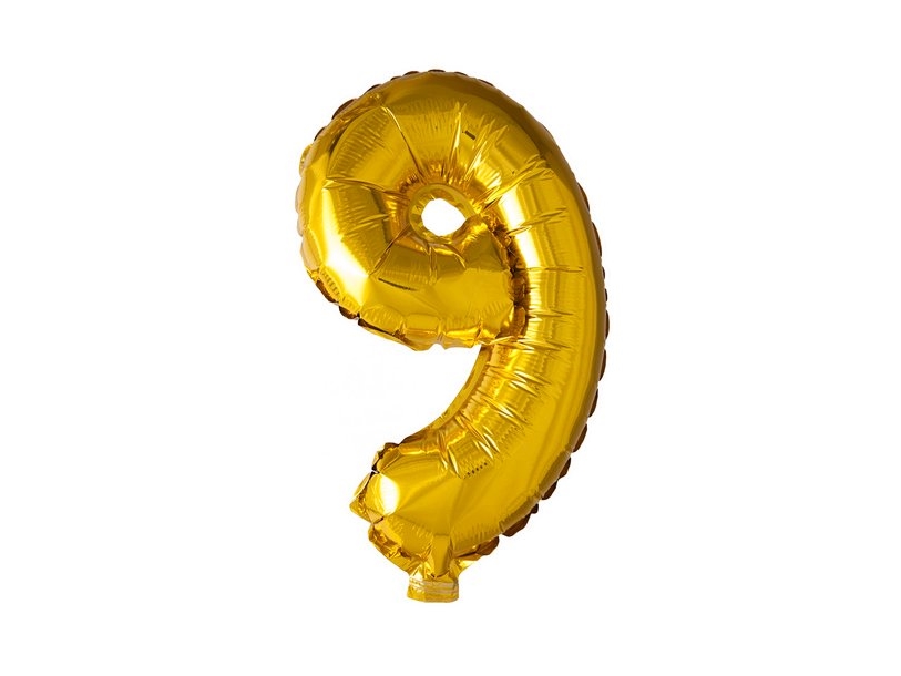 Foliennummer Ballon 9 Gold, 41 Cm