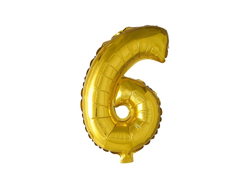 Nummerballong i folie 6 guld, 41 cm | Skola & Hobby - Festdekorera - Ballonger | GameStuff