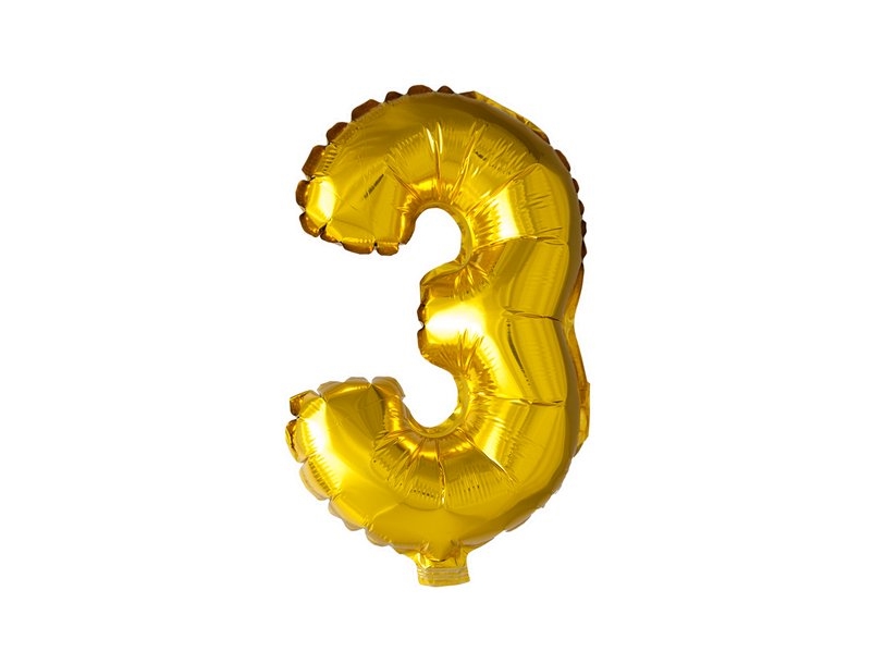 Foliennummer Ballon 3 Gold, 41 Cm