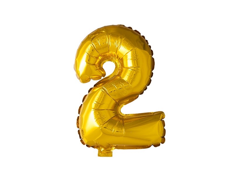 Foliennummer Ballon 2 Gold, 41 Cm