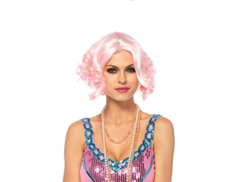 Curly Bob Perücke, Rosa