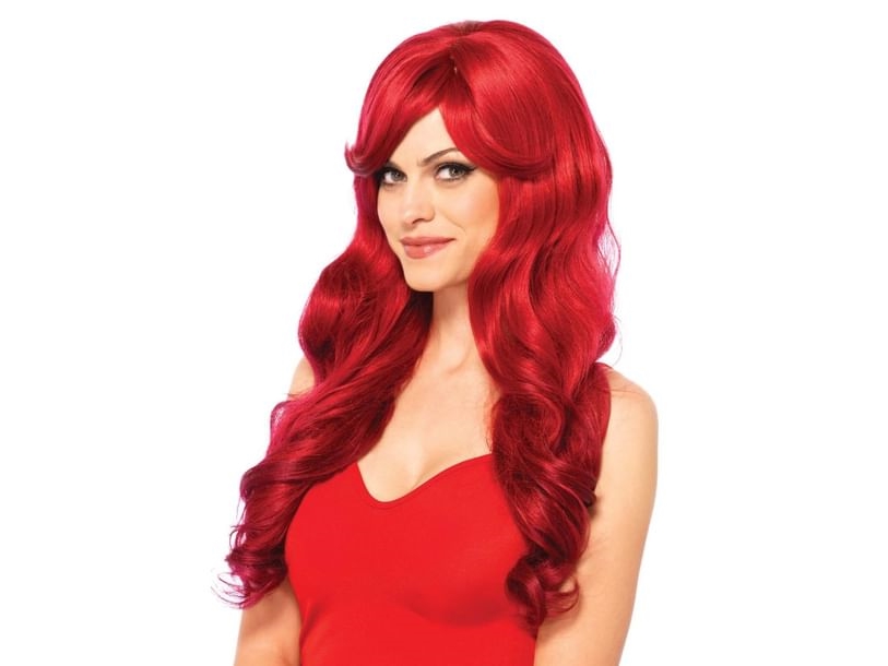 Pitkä aaltoileva peruukki, punainen