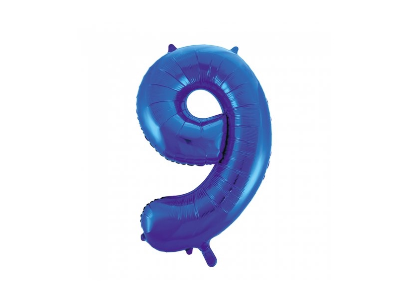 Folie Nummer Ballon 9 Blau, 86 Cm
