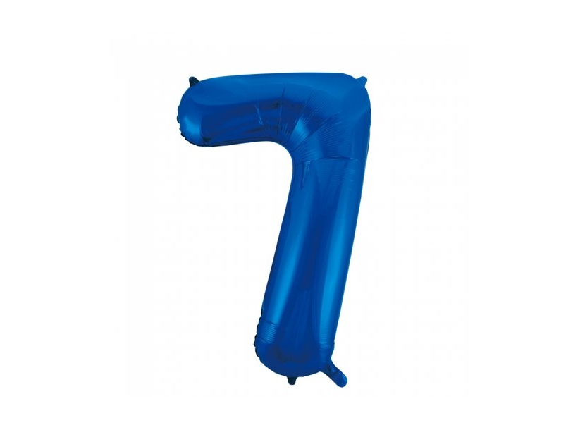 Folie Zahl Ballon 7 Blau, 86 Cm