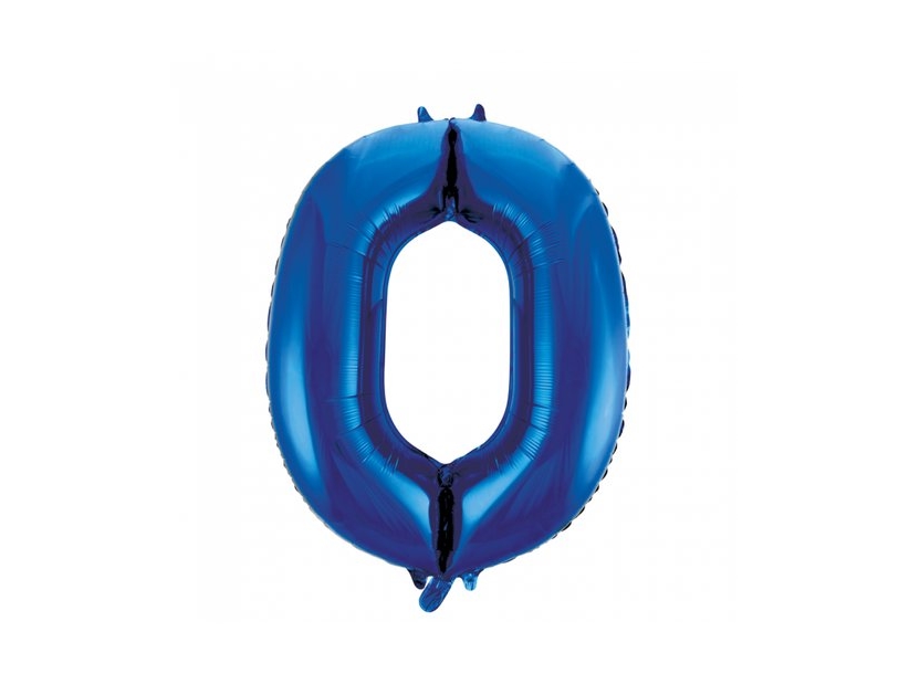 Folie Zahl Ballon 0 Blau, 86 Cm