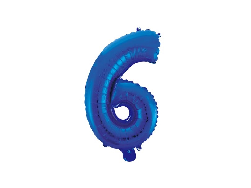 Folie Zahl Ballon 6 Blau, 41 Cm