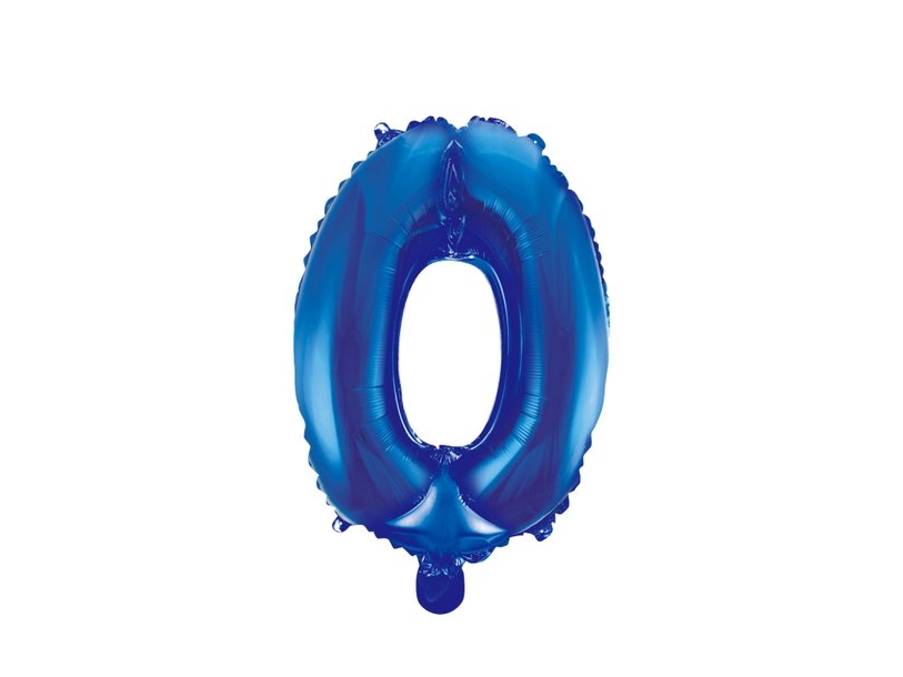 Folie Zahl Ballon 0 Blau, 41 Cm