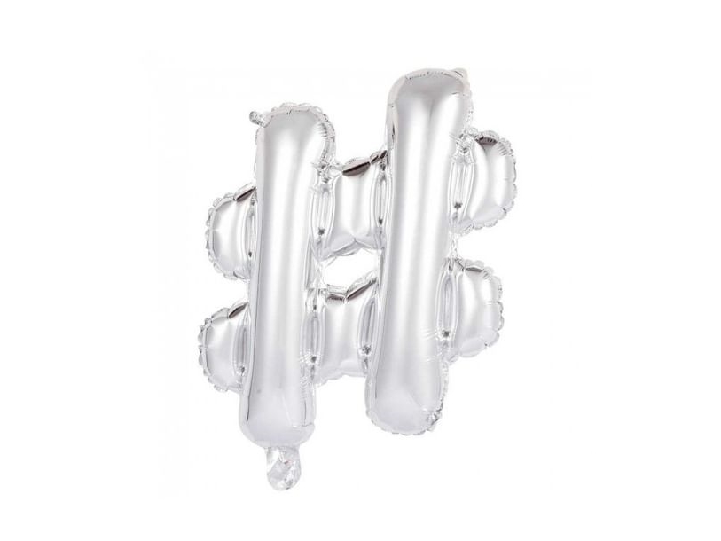 Folienballon Buchstabe #, Silber 41 Cm