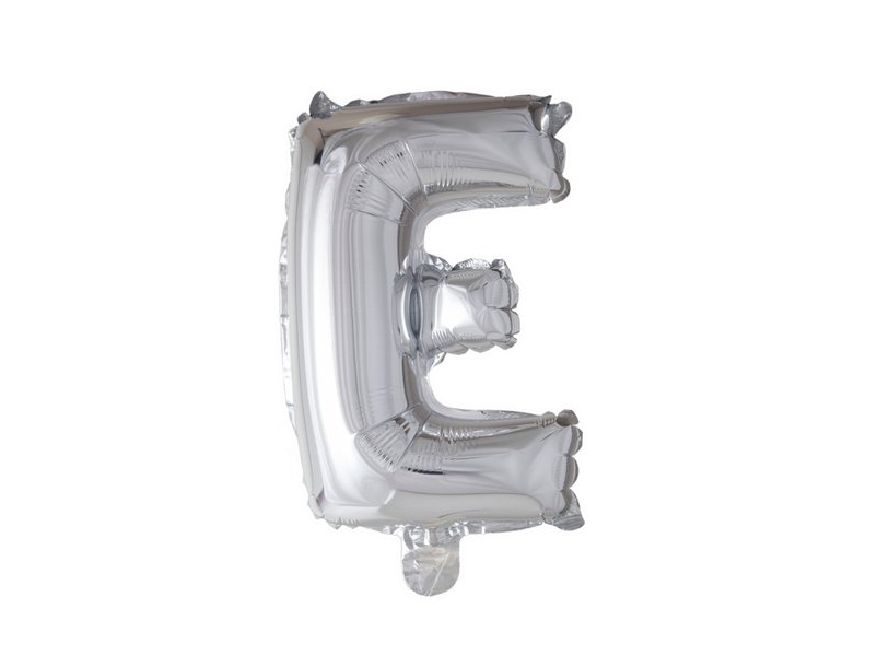 Folie-Ballon Buchstabe E, Silber 41 Cm