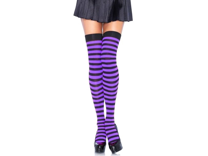 Sort Og Lilla Stribede Stockings